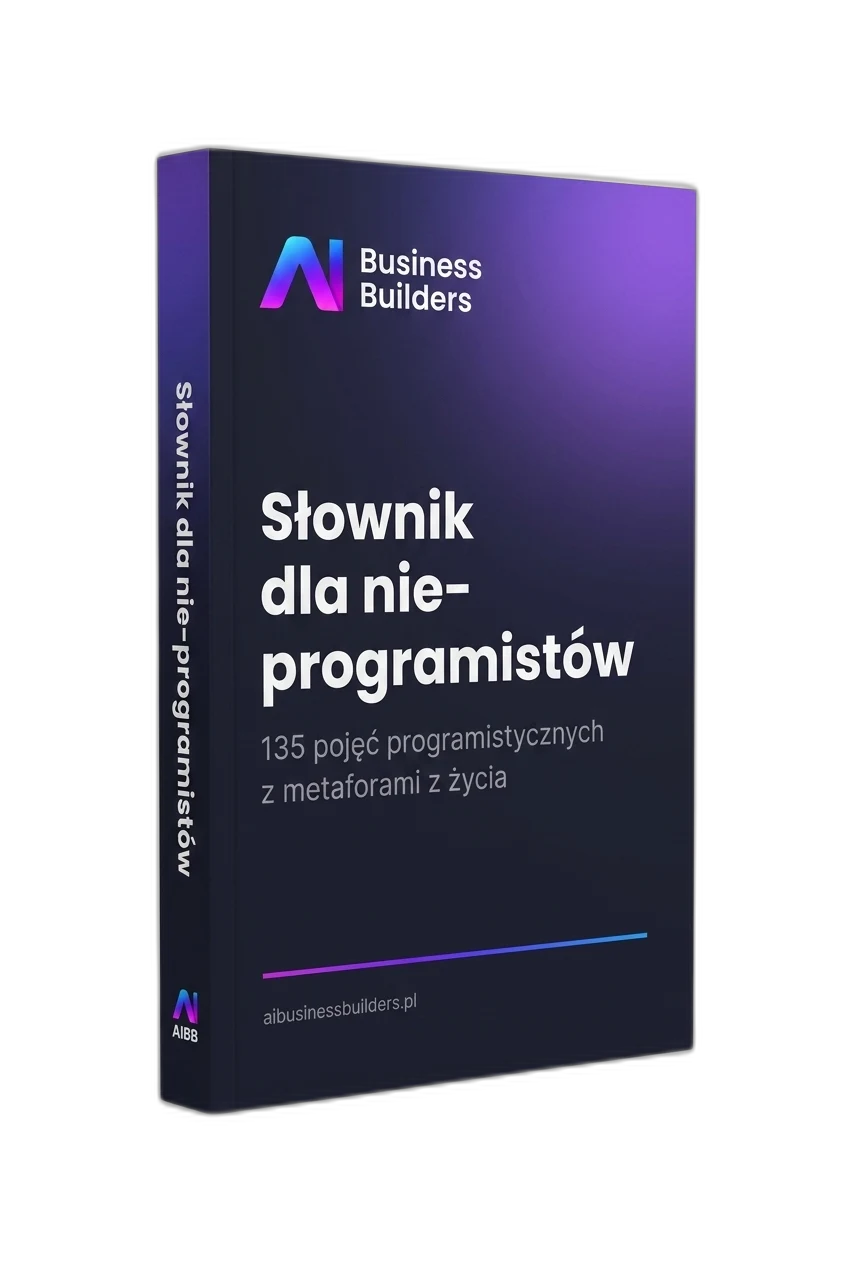 Okładka słownika dla nie-programistów. 135 pojęć programistycznych z metaforami z życia.