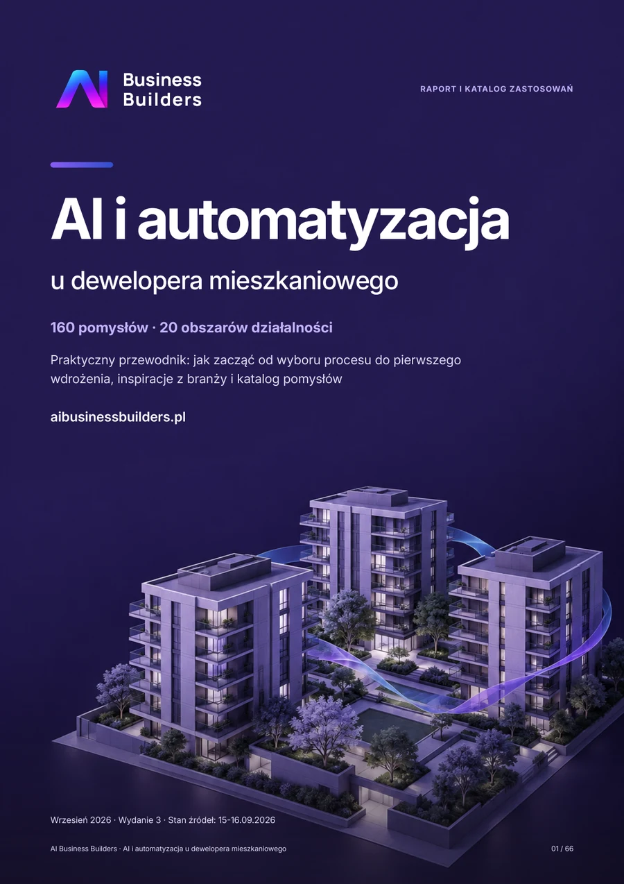 Okładka raportu AI i automatyzacja u dewelopera mieszkaniowego.